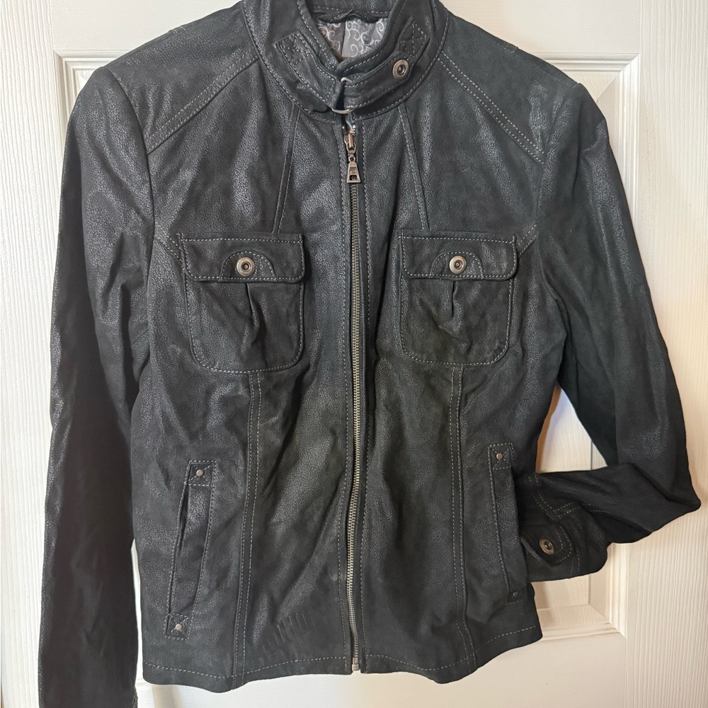 Danier Black Leather Bomber Jacket